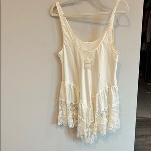 Elegant Cream Lace Trim Women's Top